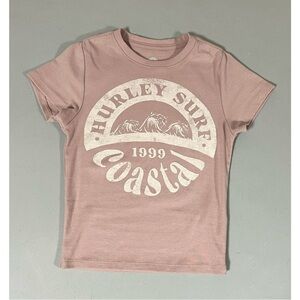 Hurley Pink Mauve ‘Surf 1999 Coastal’ Graphic Short Sleeve Tee T-Shirt Top XS 🌊